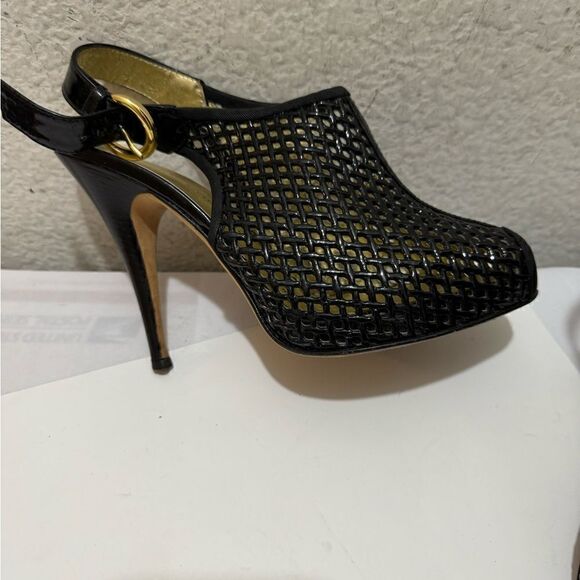 Giuseppe Zanotti  Slingback Pumps  shoe black heels open toe perforated - Picture 5 of 10